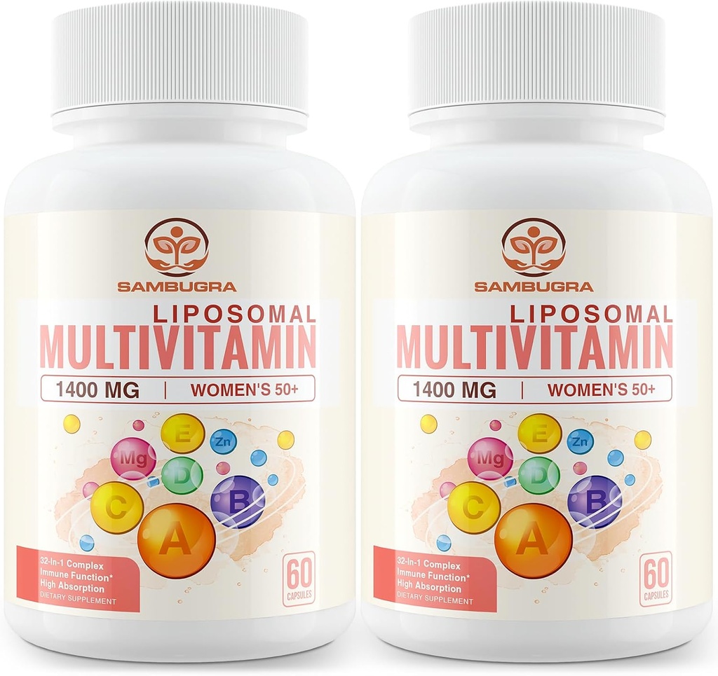 Multivitamínico Liposomal para Mujeres 50+ - Mujeres Multivitamínicas diarias con 32 Ingredientes, CoQ10, Vitaminas C, B, D, E para Cardiovascular &amp; Bone Health Support - Iron-Free (120 cápsulas)