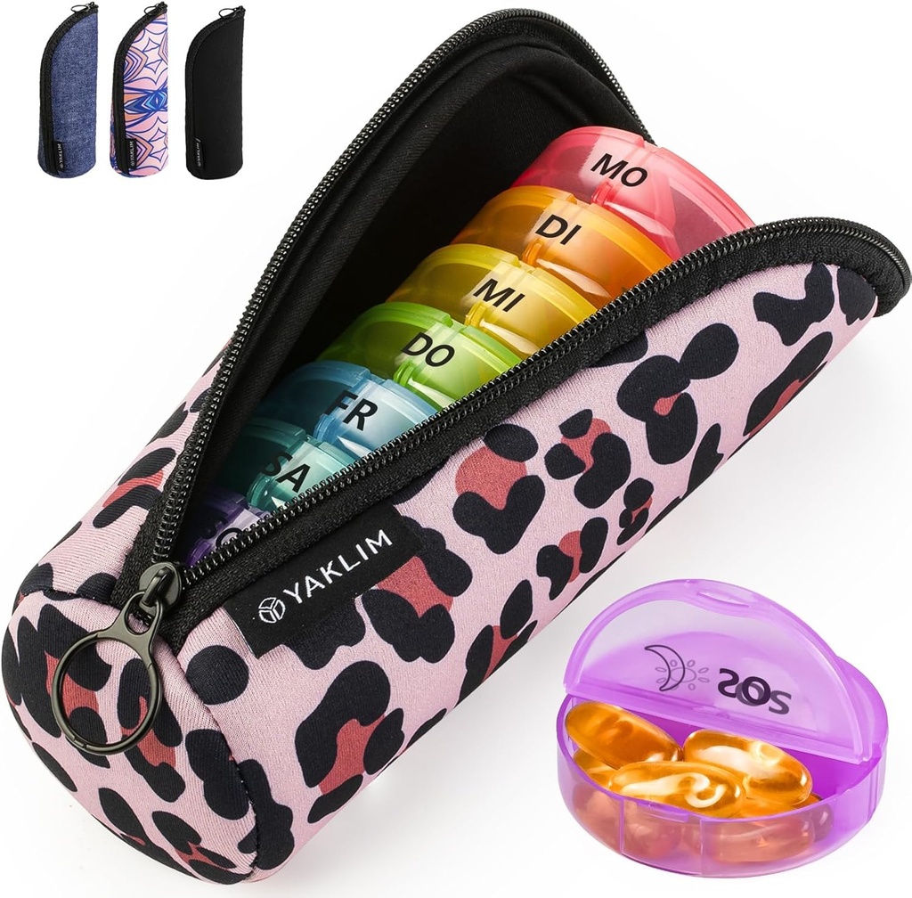 Pill Organizer 1-time a Day: Semanal Pill Box 7 Day with Excelente Calidad Ligero - Portable Small Travel Pill Case for Medicine Vitamins Fish Oils Supplements