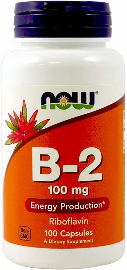 AHORA Alimentos Vitamina B-2 100 mg Cápsulas, 2 pk