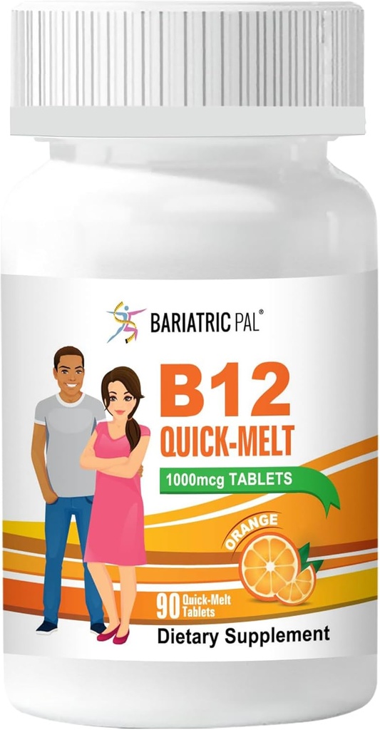 BariatricPal 1000mcg B12 Láminas rápidas sin azúcar (90 Cuenta) - Orange