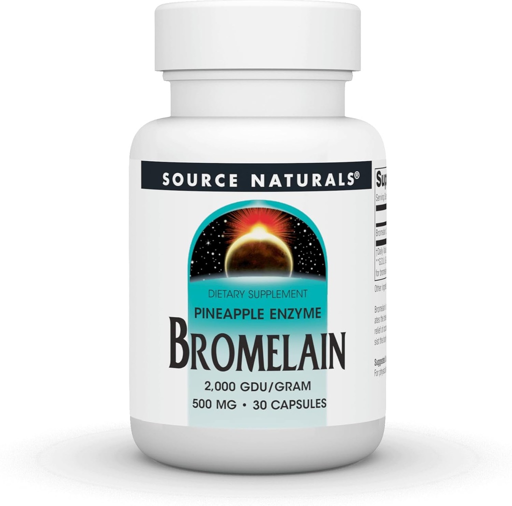 Fuente Naturales Pineapple Enzyme Bromelain - 2.000 GDU/GRAM - 500mg - 30 cápsulas