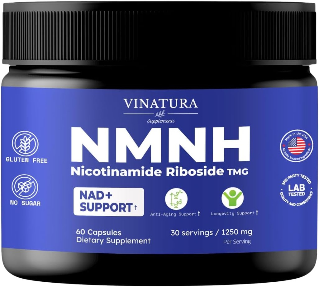 VINATURA NMNH (NMN Supplement Alternative) Nicotinamide Riboside & TMG - NAD Suplemento para Anti-Aging - 60 cápsulas