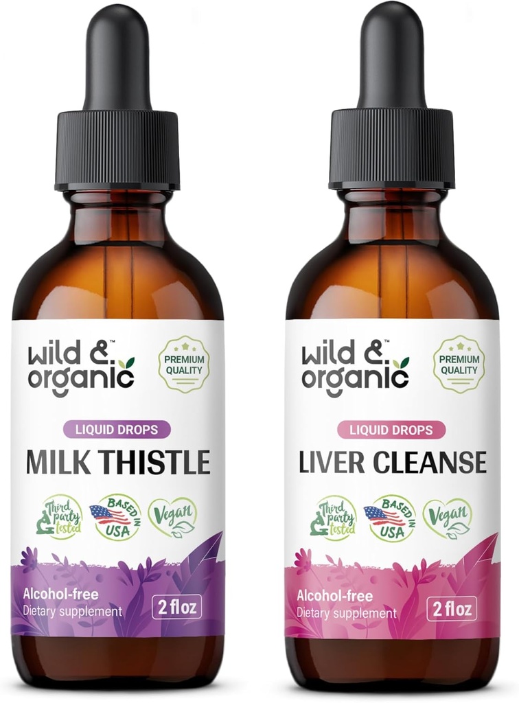 Wild &amp; Organic Milk Thistle Tincture 2 fl oz &amp; Liver Cleanse Tincture 2 fl oz