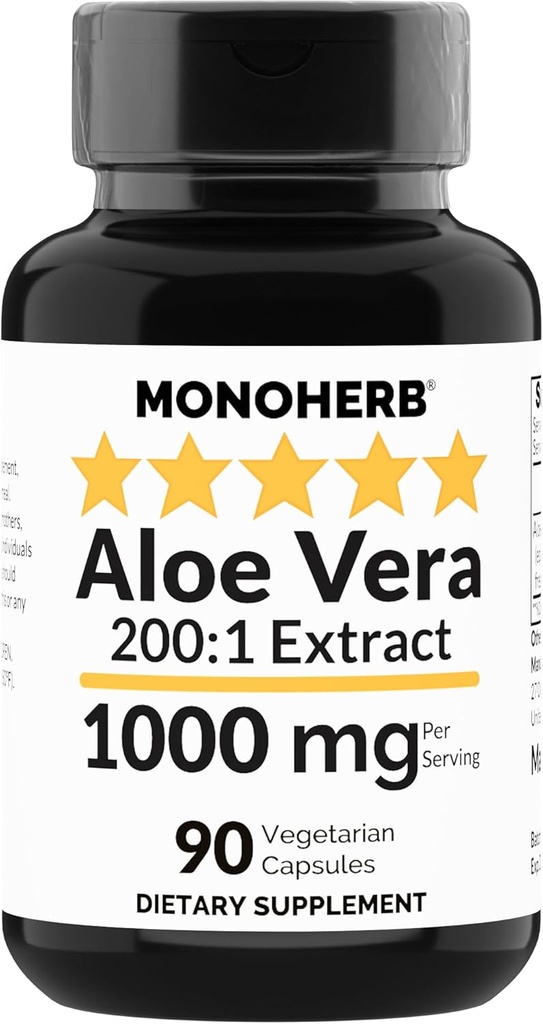 MONOHERB Aloe Vera 1000 mg - 200x Extracto - 90 cápsulas
