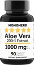 MONOHERB Aloe Vera 1000 mg - 200x Extracto - 90 cápsulas