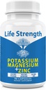 Life Strength Magnesium Potassium Supplements + Zinc 90 Capsules for Vascular Health – High Absorption Vegan, Natural ingredients Supplement for Leg Cramps and Sleep