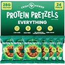 Crisp Power Protein Pretzels, Everything, High Protein Vegan Keto Snack, 28 G Plant Based Protein, Low Carb Crunchy Pretzel Snacks, Sugar Free, No Seed Oils, 1.75 oz Bags, 24 Pack