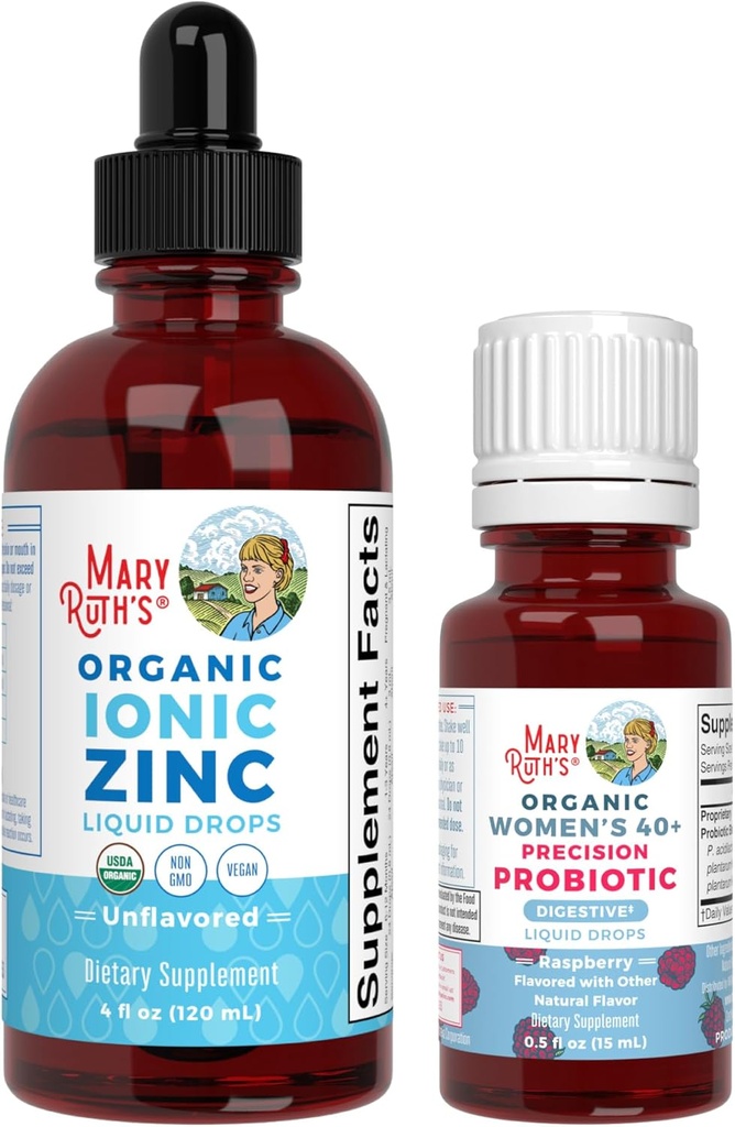 MaryRuth Organics Probiotic Digestion (Raspberry) for Women 40+ & Zinc Drops ← Clean Label Project Verified® ← Vitaminas para Gut Health and Immunity
