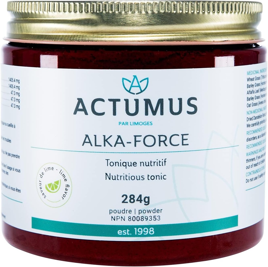 Alka-Force - Pólvora Tonica Nutritious, Proporciona Vitaminas, Minerales, Antioxidantes y Aminoácidos, Hecho con Ingredientes Orgánicas y Salvajes Escogidos ← 284g Botella, Lime Flavor