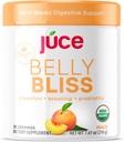 Júce Belly Bliss, Peachy Greens, 30 porciones, Probióticos + Verdes, Bloating Support with Plant-Based Digestive Enzymes, Dietary Supplement Powder - By Terra Kai Organics
