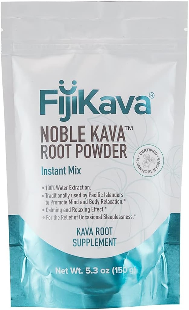 FijiKava Instant Kava Kava Powder 150g – Premium Kava Root Powder con alto contenido de Kavalactone – Ayuda de relajación natural para la calma, alivio de estrés y soporte para el sueño – Fácil a Mix