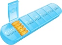 Organizador semanal de píldoras 1 vez al día, caja de píldoras de viaje 7 días Compartimientos extra grandes de vitamina Holder, contenedor diario de píldoras 7 días dispensador de medicina XL para caso de aceite de pescado (Blue)