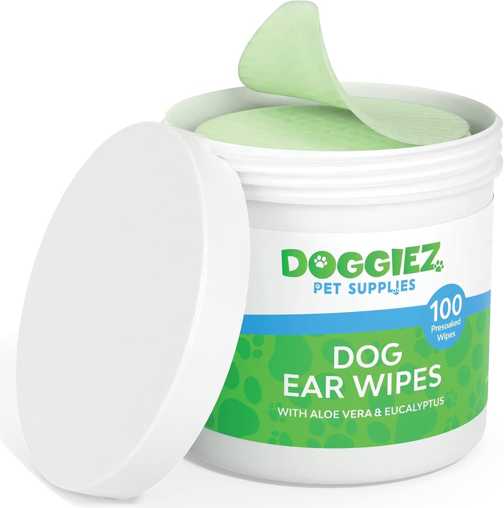 Limpiador de oídos para perros con Aloe Vera y Eucalyptus (100 Conde) Tratamiento de oídos Limpiador de dientes para perros- ayuda a picar y irritantes - seguro para cachorros durante 12 semanas