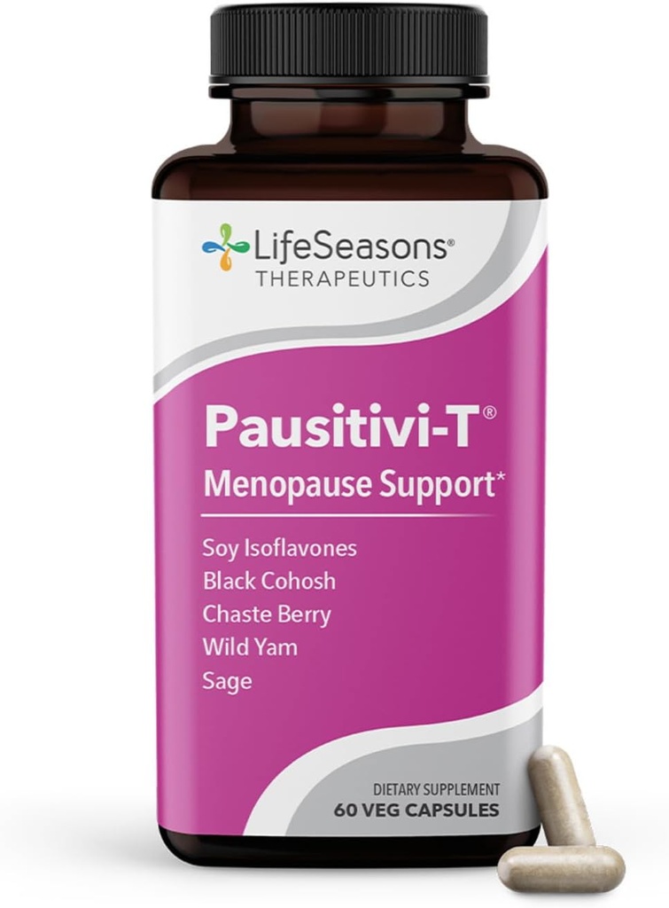 Pausitivi-T - Menopause Support Supplement - Powerful Relief for Hot Flashes, Hormone Imbalance " Night Sweats - Nourishes Tissue - Sage, Chasteberry, Soy Isoflavones " Black Cohosh - 60 cápsulas