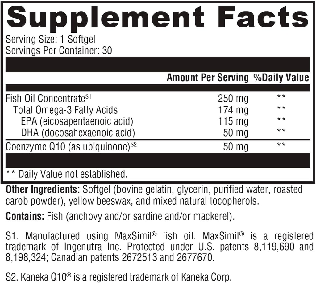 XYMOGEN CoQmax Omega 50 mg - CoQ10 + Fish Oil Omega 3 Suplemento - Dual-Action Heart Health Support - Coenzyme q10 + Specialized Fish Oil for 3X Greater Absorption of EPA DHA (30 Softgels)