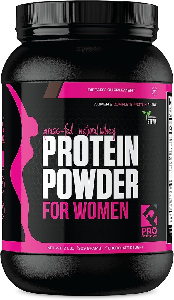 Whey Protein Powder for Women Chocolate Powder - Bajo Carb Gluten-Free Grasss-Fed rBGH-Free - Soportes Weight Pérdida - Natural Stevia Sweetened Protein Shake, 20g (Chocolate Delight, 2lb)