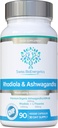 Rhodiola " Ashwagandha with L-Theanine - Award Winning Ashwagandha KSM-66 600mg " 1500mg Rhodiola (3% Rosavins - 1% Salidrosides) root equivalent- adaptogen combo- Sin rellenos artificiales
