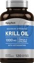 Piping Rock Krill Oil 1000mg Softgels Silencio 120 Conde ← Omega 3, EPA DHA Suplemento Silencio con Astaxanthin ← Maximum Strength ←Non-GMO, Gluten Free