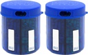 Dispensador de píldoras suplementarias Monster Jr con etiquetas - Mantiene pequeñas vitaminas de medicación mediana y dispensa fácil de One Container Incluye etiquetas de compartimiento (Monster Jr Blue UV - 2 Pack)