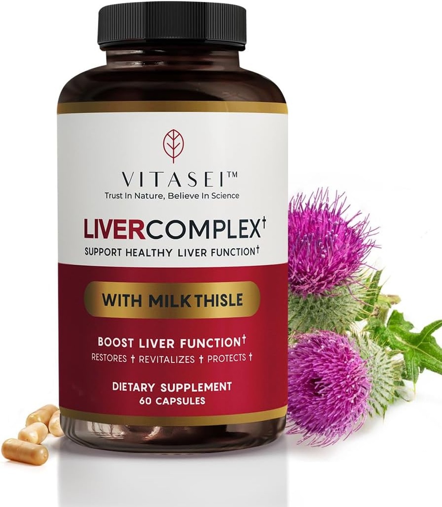 VITASEI Liver Cleanse Detox &amp; Repair, Liver Complex W/Milk Thistle Extract, Garcinia, Curcumin C3, Support Herbal Dietary Supplement, Detox Formul for Women &amp; Men, 60 cápsulas