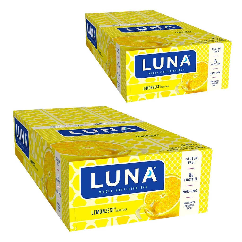 LUNA BAR - Bares Gratuitos - Lemon Zest Flavor - (1.69 Ounce Snack Bars, 30 Cuenta)