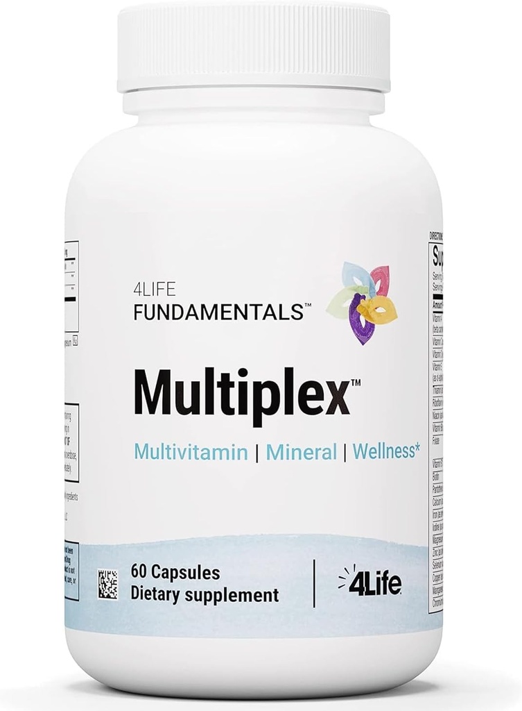 4Life Multiplex, 21 Vitaminas y Minerales Esenciales, apoya el Sistema de Salud e Inmune con Vitaminas A, B, C, Zinc, Biotina y Más - 60 cápsulas