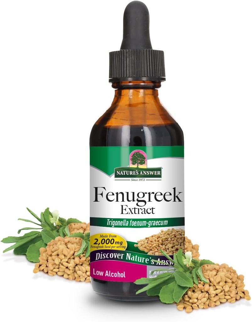 Respuesta de la naturaleza Fenugreek Semilla con alcohol orgánico, onzas de 2 líquidos