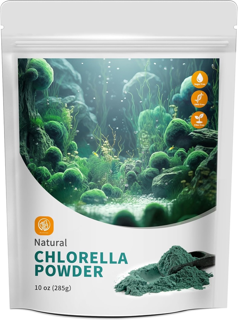 Chlorella Powder Natural con 10 oz - Chlorophyll Powder, soporta la función del sistema inmunitario " Liver, mantener la juventud, vegano, rico en proteína vegana y vitaminas.