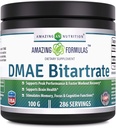 Impresionante Fórmula DMAE Bitartrate Powder Suplemento TEN 100 Grams TENIDO 286 Servimientos Silencio No-GMO TENIDO Gluten-Free TEN Made in USA