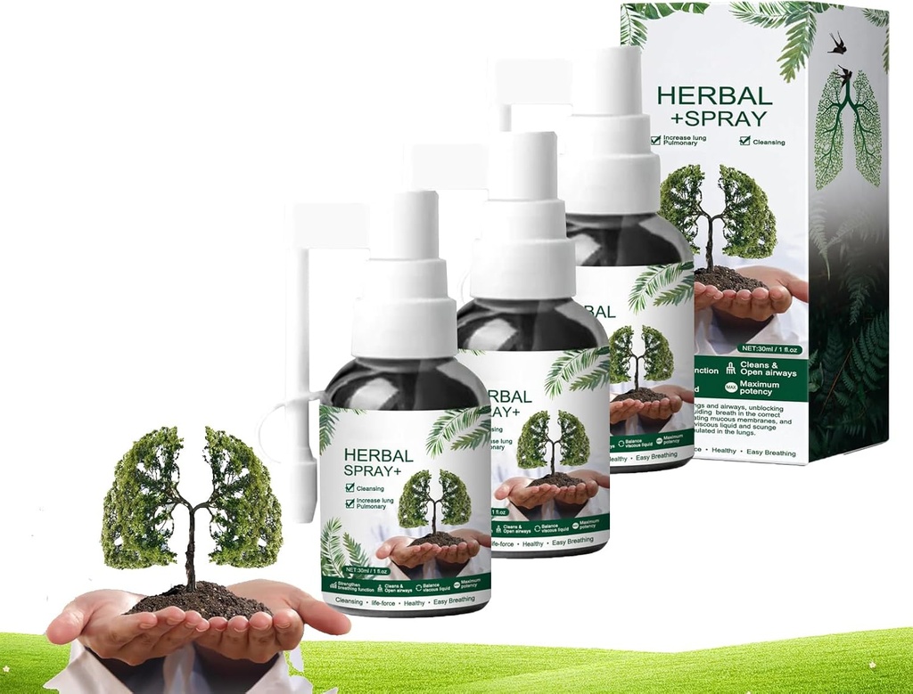 Lung Cleansing Spray, RespiNature Herbal Lung Cleanse Mist, Natural Herbal Lung Essence, Powerful Lung Support &amp; Cleanse (3 PCS)