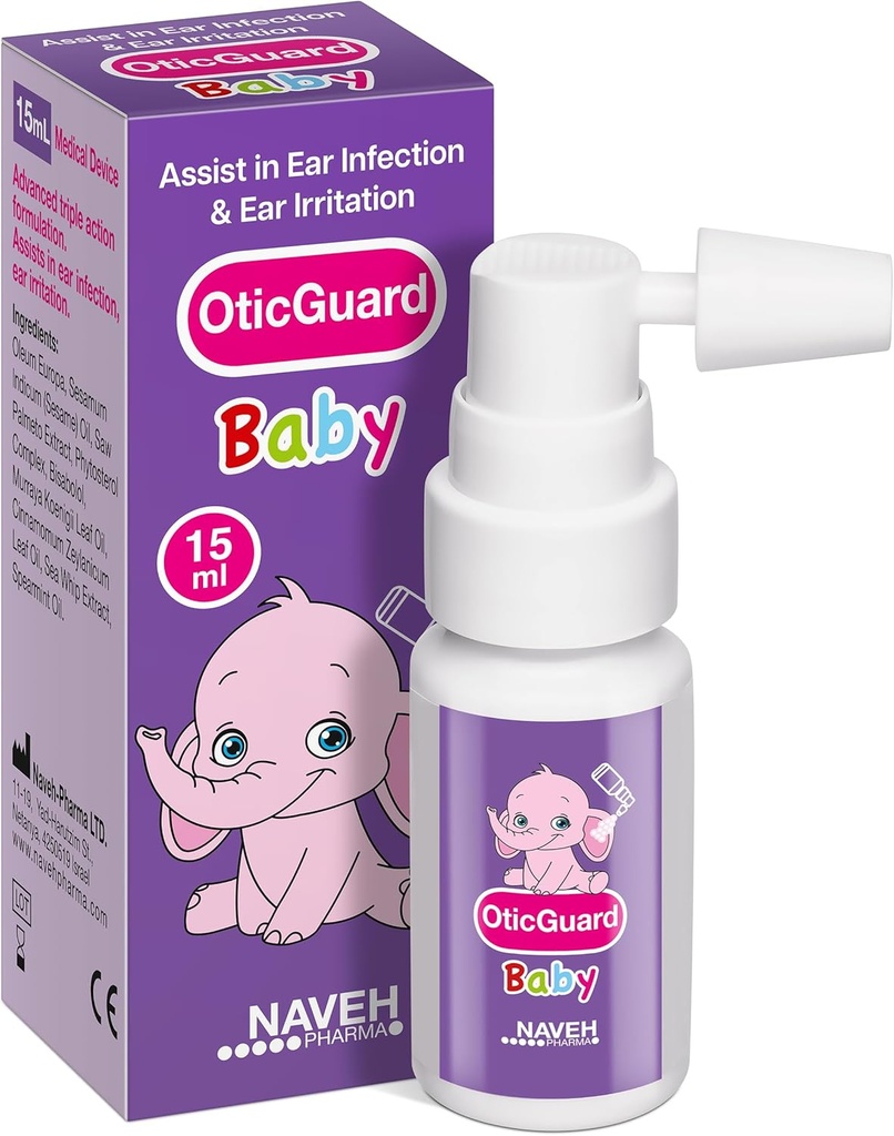 NAVEH PHARMA Otic Guard Baby Ear Drops – Natural Ear Oil for Ear Wax Removal &amp; Infection Relief – Gentle Ear Cleaner for Babies, Toddlers &amp; Kids – Soothes Itchy Ears &amp; Swimmer’s Ear
