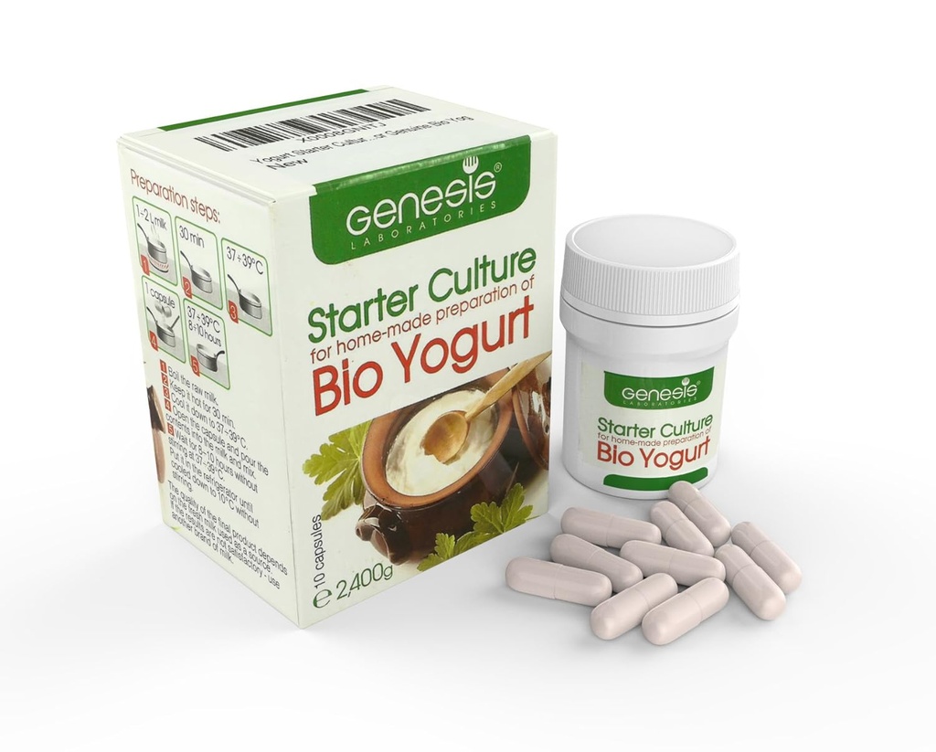 Bulgarian Bio Yogurt Cultura de inicio - orgánico, hecho en casa - 10 cápsulas para 20 litros
