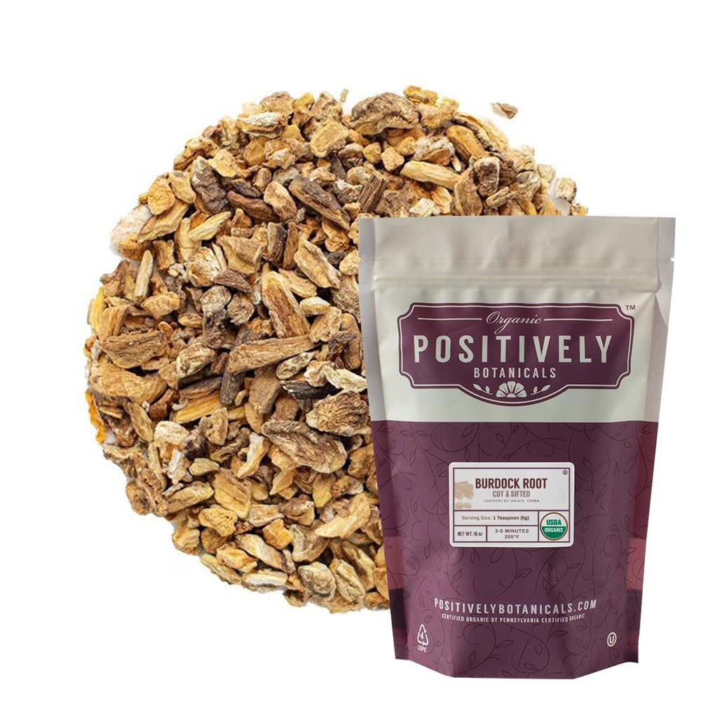 Organic Positively Botanicals Company, Burdock Root, Herbal Tea Loose Leaf Botanical, 16 Ounce