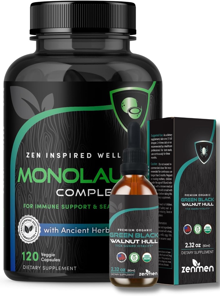 Zenmen Immune Support Bundle: Green Black Walnut y Monolaurin Capsules