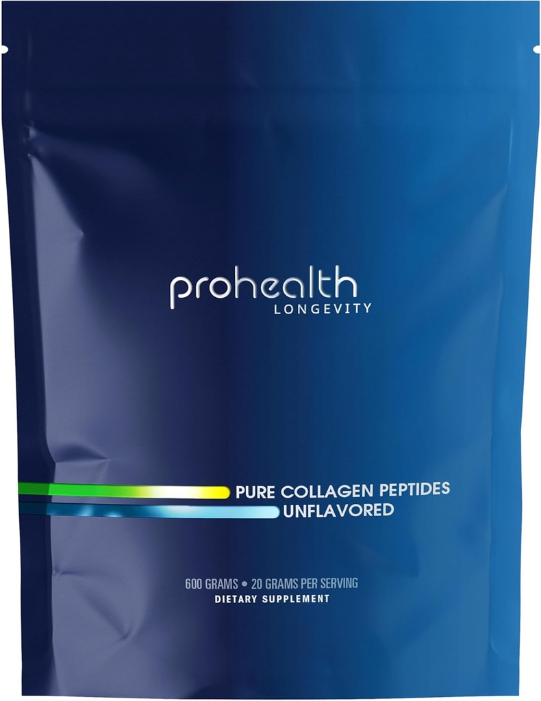 ProHealth Pure Collagen Peptides Powder, 600 Grams tención soporta el cabello, la uñas, la piel, el hueso, la salud conjunta, y la longevidad.