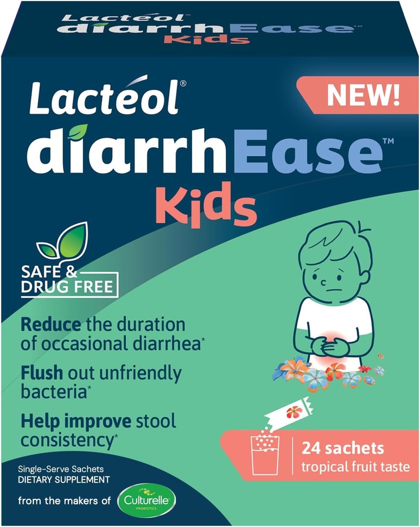 diarreaLos niños - un seguro, sin fármacos y clínicamente testado Strain postbiótico que acorta la duración de la diarrea ocasional - funciona naturalmente con el cuerpo de su hijo, 24 cuentan