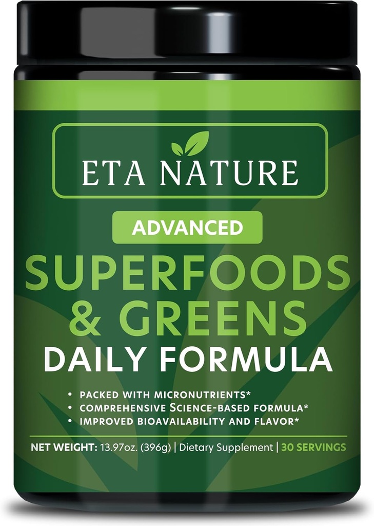 50 Super Greens Powder - Greens Superfood Powder with Fruits and Vegetables Suplementos - Supergreens Green Powder for Energy, Digestion, Vitality & Immunity - 30 Servings Vegan and Non-GMO