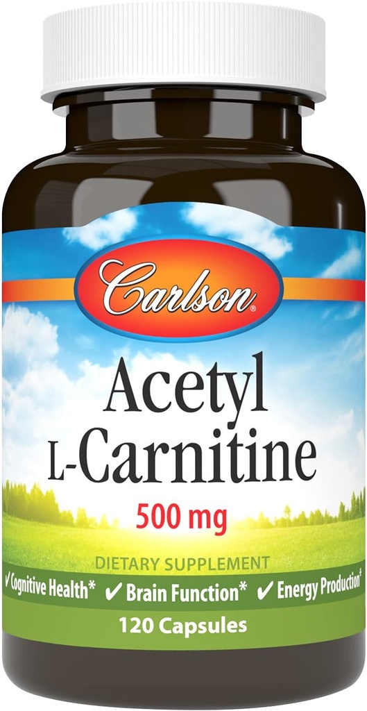 Carlson - Acetyl L-Carnitine, 500 mg, Cognitive Health, Brain Function & Energy Production, 120 Capsules