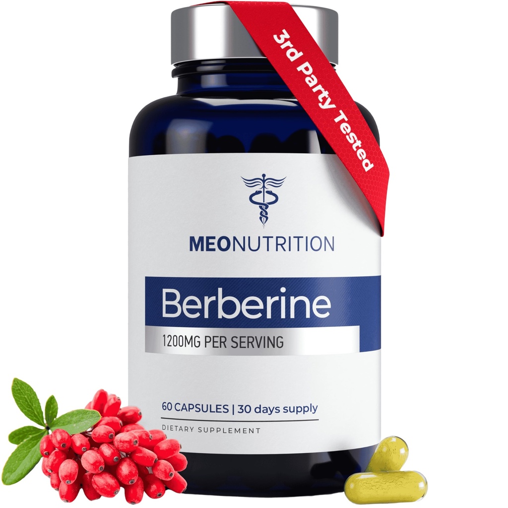 Suplemento de bereberina 1200mg HCI - 60 cápsulas, laboratorio de 3er partido, no GMO, certificado GMP - apoya la salud metabólica &amp; bienestar general