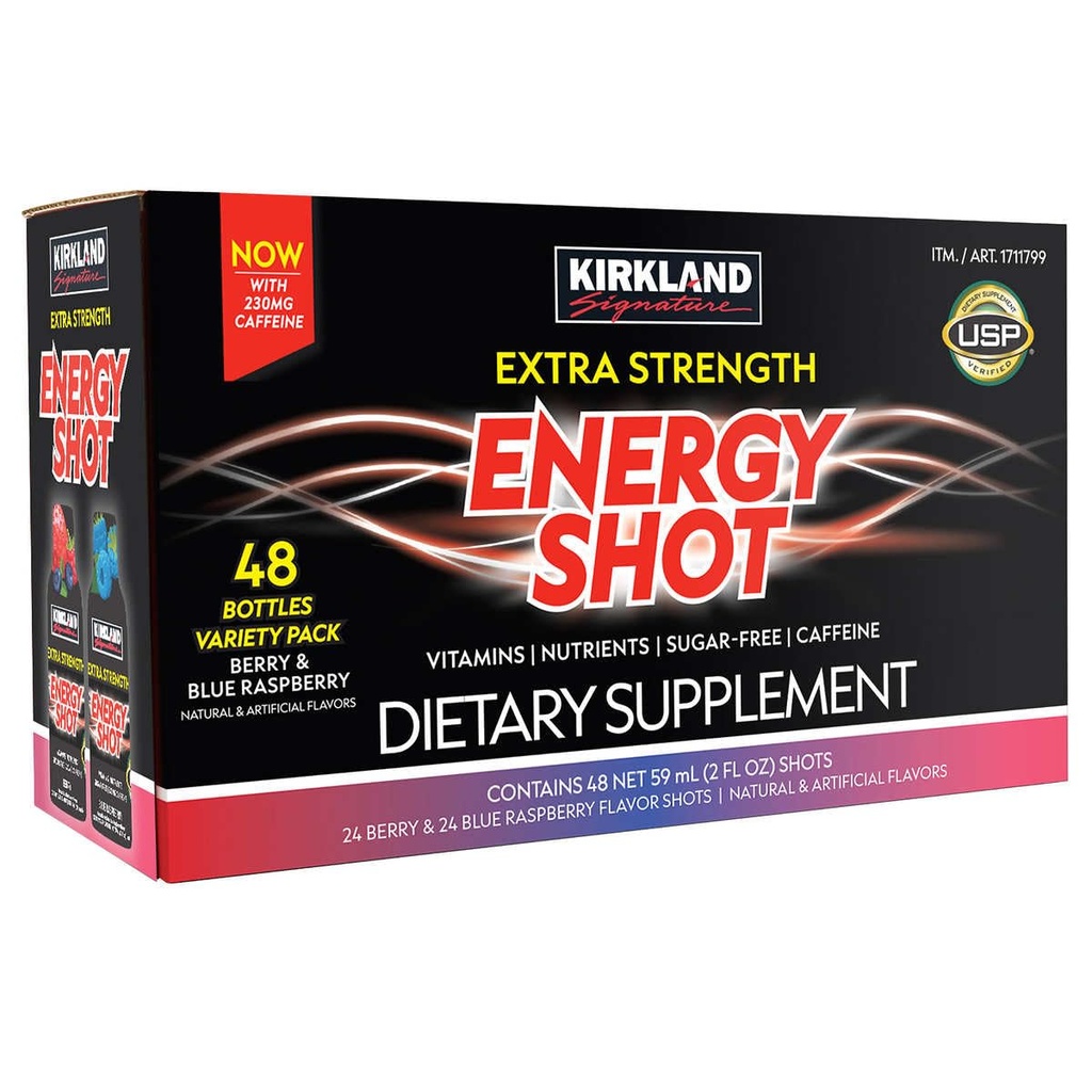 Kirkland Signature Extra Strength Energy Shot, Suplemento dietético: 48 Botellas Variety Pack de 2 Fl Oz