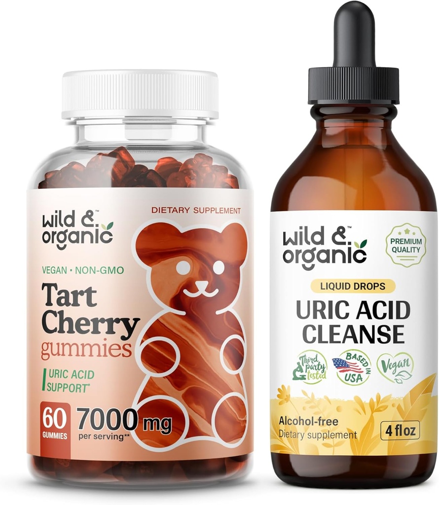 Wild &amp; Organic Tart Cherry Gummies &amp; Uric Acid Cleanse 4 fl oz
