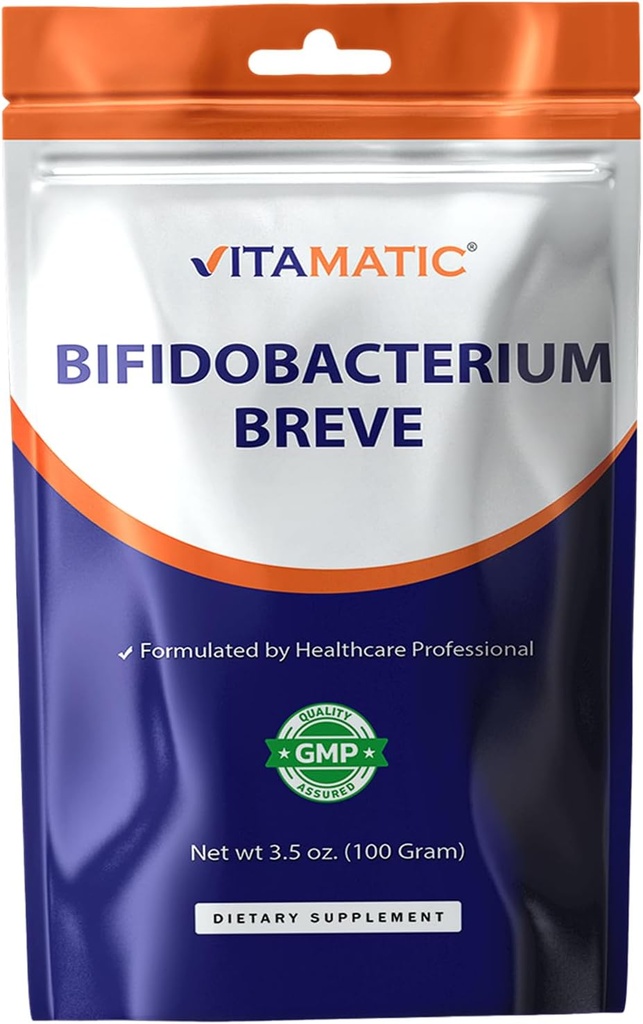 Vitamatic Bifidobacterium Breve Probiotic Powder - Digestive Health Support - 100 Gram (3.5 OZ) - 100 Servings