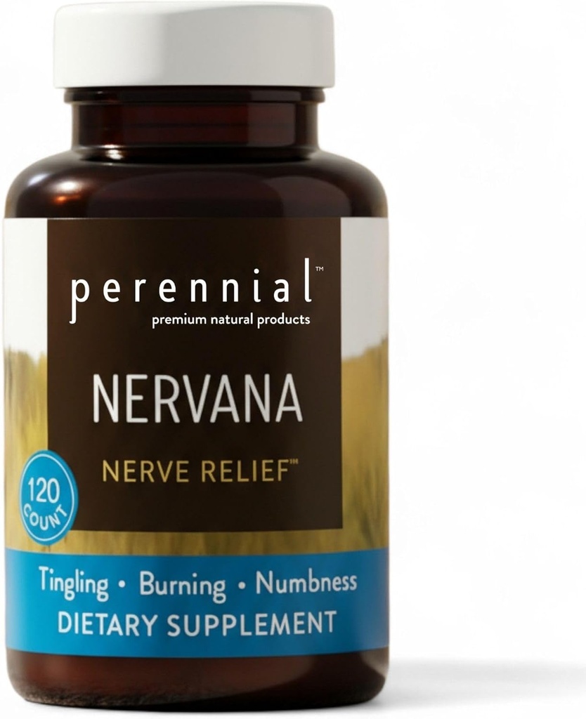 Perennial Nervana – Herbal Nerve Soporte " Mood Balance Fórmula  durable Plant-Based Blend with Lavender, Passionflower, Corydalis, Lobelia " Prickly Ash Bark ← 120 Vegetarian Capsules  durable 40-Day Supply