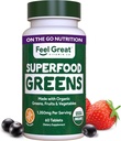 Feel Great Vitamins Super Greens Tablets | Organic Greens, Fruits and Veggies Supplement | Fruit and Veggie Supplement with Kale, Spinach Extract, Green Onion, and More, 60 Tablets