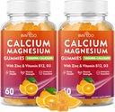 2 Pack Calcio Gummies 1000mg con vitamina D3 K2 & B Complejo, Potasio, Calcio Magnesio Zinc Gummies for Bone, Muscle, Mood and Immunity - Orange Flavor 120 Gummies