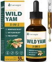 Wild Yam Root Extract Drops, Women's Supplement with Fenugreek & Motherwort Herb for Menopause Relief & PMS Support. Fenogreco y Ñame Salvaje para la Menopausia. 2oz