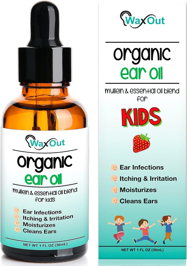 Natural Mullein Ear Wax Removal Oil &amp; Cleaner Drops with Strawberry for Kids TEN Earwax Softener, Moisturizer &amp; Allergy Soothing TEN Tinnitus, Itching, Ring &amp; Clogged Ears