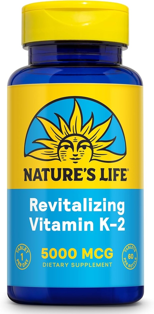 Life Revitalizing Vitamin K2 - Bone Health, Artery and Heart Health Support - High Potency Vitamin K Supplement as Vitamin K2 MK4-60 Day Guarantee, Lab Verified - 60 Servings, 60 Tablets