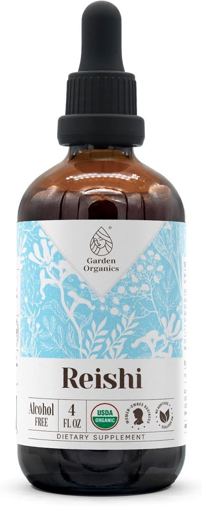 Reishi USDA Extracto Orgánica Libre de Alcohol ← Suplemento dietético, Tintura de alta potencia Silencio Natural Certificado orgánico Reishi Mushroom (Ganoderma Lucidum) (4 oz)