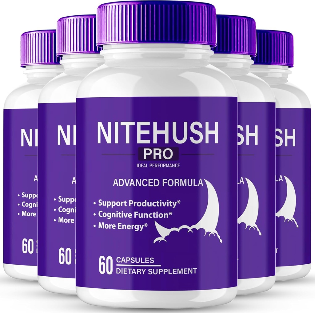 Nite Hush Pro Suplementos de cerebro para cápsulas de memoria y foco, NiteHush Advanced Formula Brain Health Support - Maximum Strength Nootropics NiteHushPro All Natural Support Pills Reviews (5 Pack)